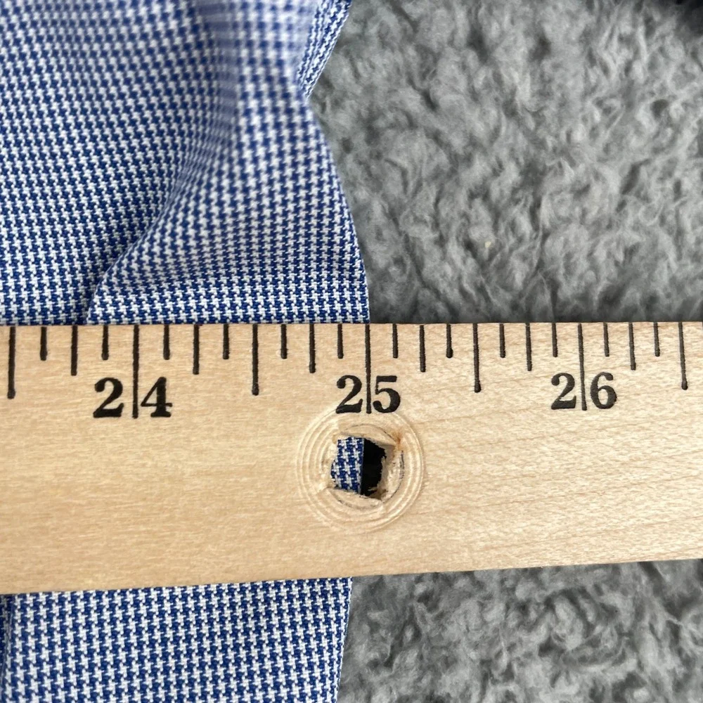 Brooks Brothers Shirt Mens 16.5 Blue Micro Houndstooth Long Sleeve Button‎ Up